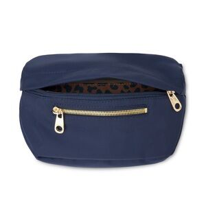 Boulevard Franny Fanny Pack In Navy Blue with Leopard Interior